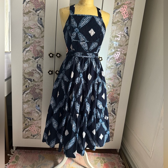 Ulla Johnson Jiya Blue Quilted Midi Dress - Picture 7 of 12